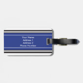 Aangepaste Monogram Royal Blue Stripes Bagagelabel (Achterkant horizontaal)
