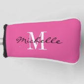 Aangepaste monogram roze golf putter cover voor vr (Voorkant)