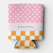 Aangepaste Monogram Roze Sinaasappel Polka Dot Che Blikjeskoeler (Voorkant)