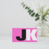 Aangepaste monogram roze visitekaartje (Staand voorkant)