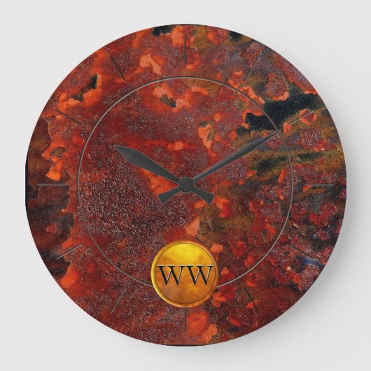 Aangepaste monogram  Rust en Gold Steampunk Grote Klok (Voorkant)