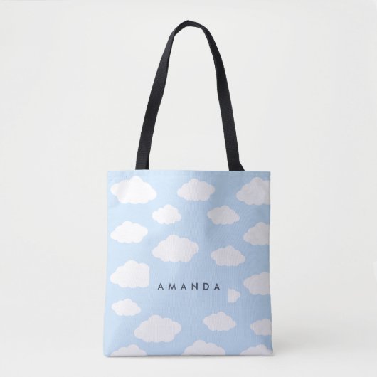 Aangepaste Monogram Schattigee Girly Blue Cloud Gi Draagtas (Voorkant)