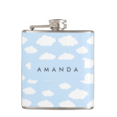 Aangepaste Monogram Schattigee Girly Blue Cloud Gi Heupfles (Voorkant)