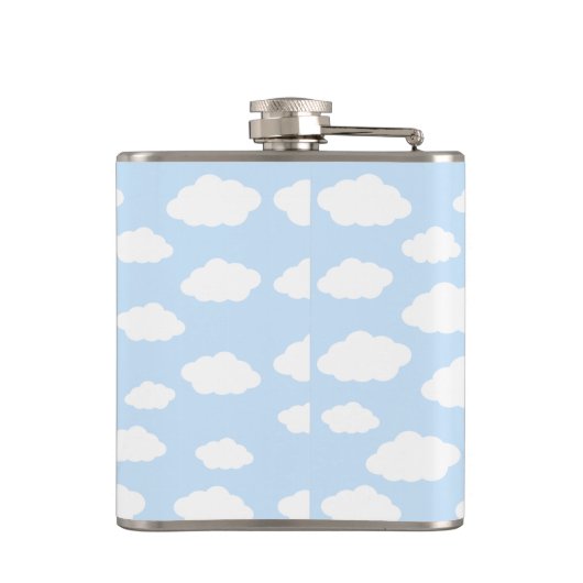 Aangepaste Monogram Schattigee Girly Blue Cloud Gi Heupfles (Achterkant)