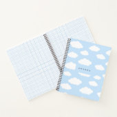 Aangepaste Monogram Schattigee Girly Blue Cloud Gi Notitieboek (Binnen)