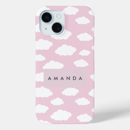 Aangepaste Monogram Schattigee Girly Pink Cloud Gi Case-Mate iPhone Case (Achterkant)