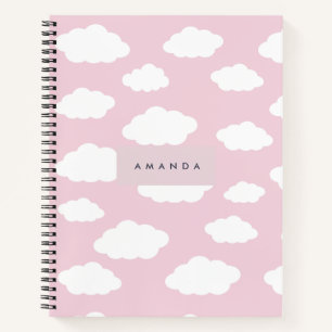 Aangepaste Monogram Schattigee Girly Pink Cloud Gi Notitieboek