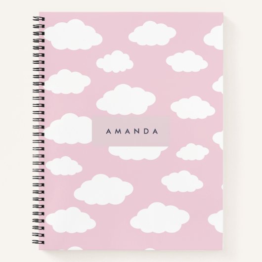 Aangepaste Monogram Schattigee Girly Pink Cloud Gi Notitieboek (Voorkant)