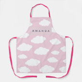 Aangepaste Monogram Schattigee Girly Pink Cloud Gi Schort (Voorkant)