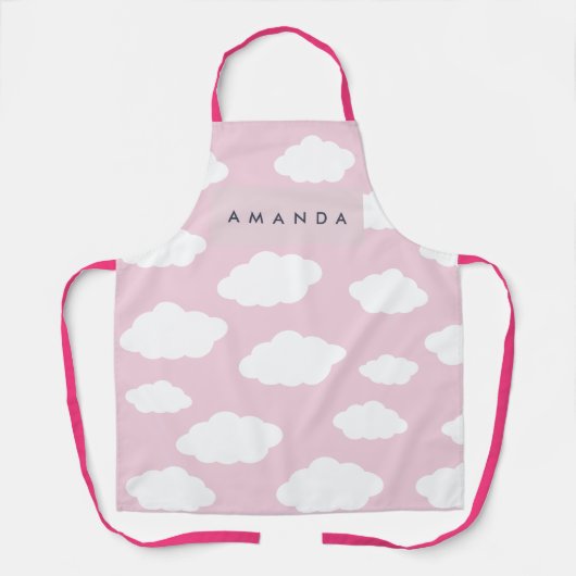 Aangepaste Monogram Schattigee Girly Pink Cloud Gi Schort (Voorkant)