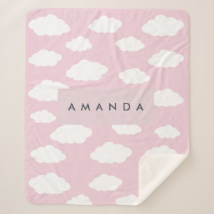 Aangepaste Monogram Schattigee Girly Pink Cloud Gi Sherpa Deken