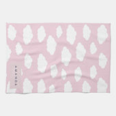 Aangepaste Monogram Schattigee Girly Pink Cloud Gi Theedoek (Horizontaal)