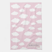 Aangepaste Monogram Schattigee Girly Pink Cloud Gi Theedoek (Verticaal)