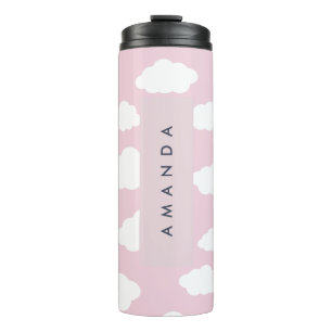 Aangepaste Monogram Schattigee Girly Pink Cloud Gi Thermosbeker