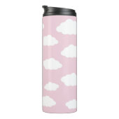 Aangepaste Monogram Schattigee Girly Pink Cloud Gi Thermosbeker (Geroteerd rechts)