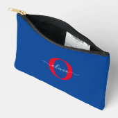 Aangepaste monogram scriptnaam Blauw rood Etui (Open)