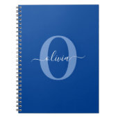Aangepaste monogram scriptnaam Blauw Wit Notitieboek (Voorkant)