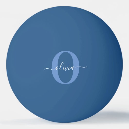 Aangepaste monogram scriptnaam Blauw Wit Pingpongballen (Voorkant)