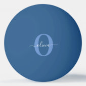 Aangepaste monogram scriptnaam Blauw Wit Pingpongballen (Achterkant)