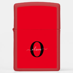 Aangepaste monogram scriptnaam rood zwart wit