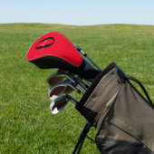 Aangepaste monogram scriptnaam rood zwart wit golfheadcover (Insitu)