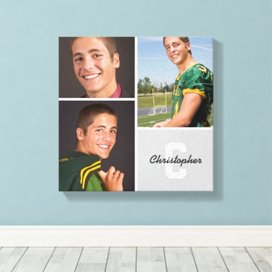 Aangepaste monogram Senior Photo Collage Canvas af (Insitu (Houten vloer))