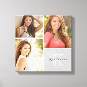 Aangepaste monogram Senior Photo Collage Canvas af Afdruk