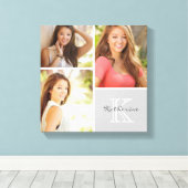 Aangepaste monogram Senior Photo Collage Canvas af Afdruk (Insitu (Houten vloer))