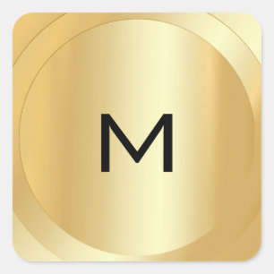 Aangepaste monogram Sjabloon Faux Gold Modern Vierkante Sticker