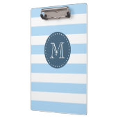 Aangepaste Monogram Sky Blue en Navy Bold Stripes Klembord (Links)