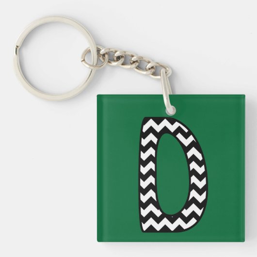 Aangepaste monogram Sleutelhanger: D: zwart, witte Sleutelhanger (voorkant)
