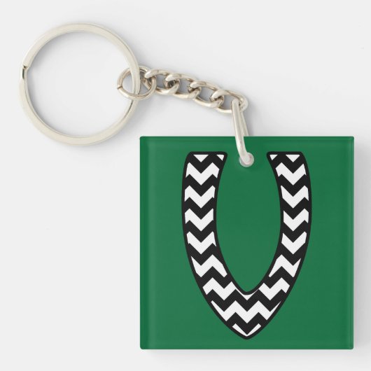 Aangepaste Monogram Sleutelhanger: V: zwart, witte Sleutelhanger (voorkant)