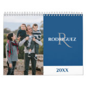 Aangepaste Monogram Spaans Blauwe Foto Kalender (Hoes)