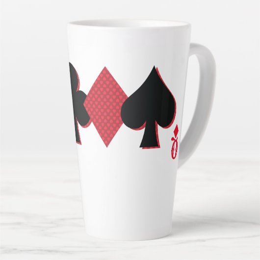 Aangepaste Monogram speelkaarten Bridge & Poker Latte Mok (Rechterhoek)