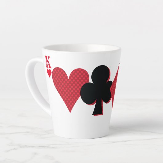 Aangepaste Monogram speelkaarten Bridge & Poker Latte Mok (Linkerhoek)