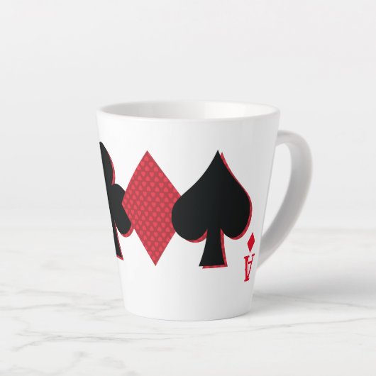 Aangepaste Monogram speelkaarten Bridge & Poker Latte Mok (Rechterhoek)