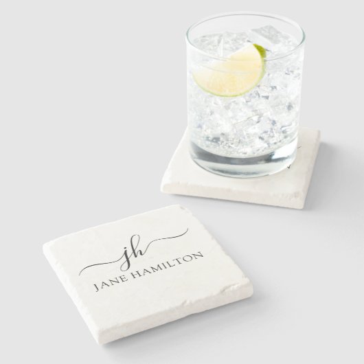 Aangepaste monogram stenen onderzetter (Zijkant)