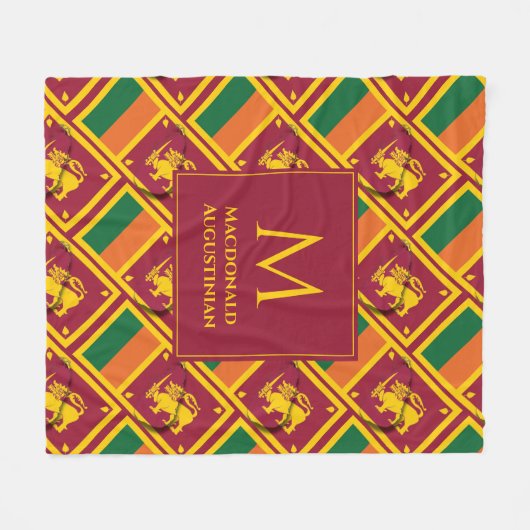 Aangepaste monogram stijlvolle SRI LANKA FLAG MAP Fleece Deken (Voorkant (Horizontaal))