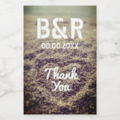 Aangepaste monogram strand bruiloft foto mini fles wijn etiket (Enkel label)