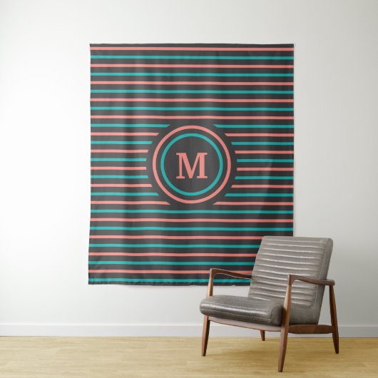 Aangepaste monogram stripes Patroontapes Wandkleed (In situ)