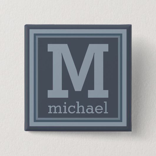 Aangepaste monogram Stripes Pattern-knop Vierkante Button 5,1 Cm (Voorkant)