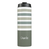 Aangepaste monogram Stripes Pattern-tumbler Thermosbeker (Voorkant)