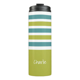 Aangepaste monogram Stripes Pattern-tumbler Thermosbeker