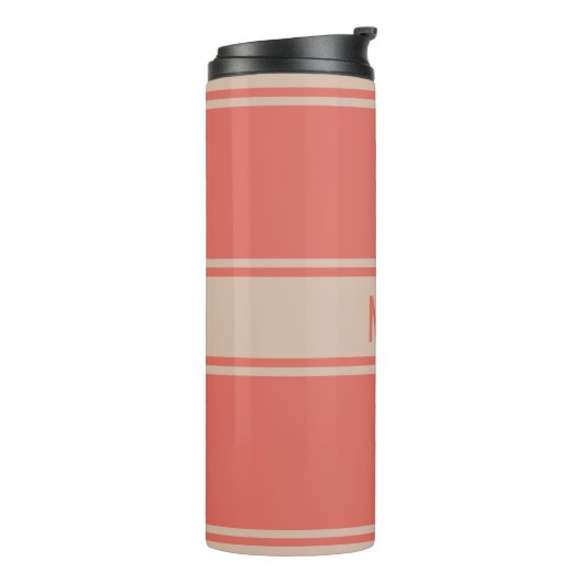 Aangepaste monogram Stripes Pattern-tumbler Thermosbeker (Gedraaid links)