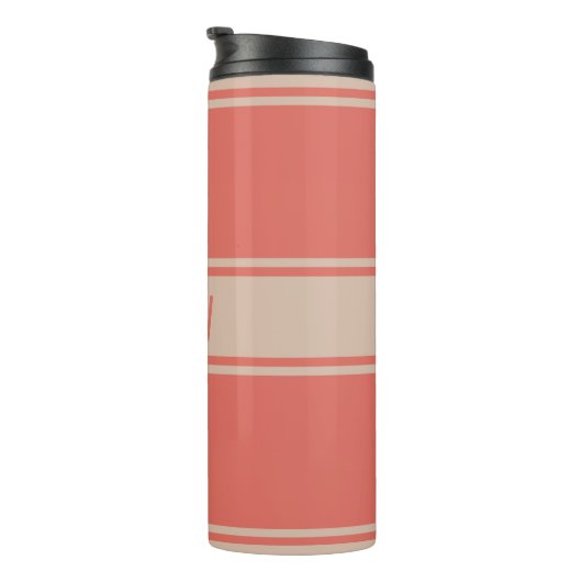 Aangepaste monogram Stripes Pattern-tumbler Thermosbeker (Geroteerd rechts)