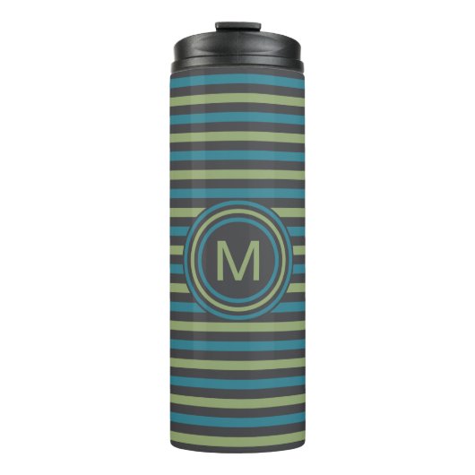 Aangepaste monogram strippatroon thermosbeker (Voorkant)