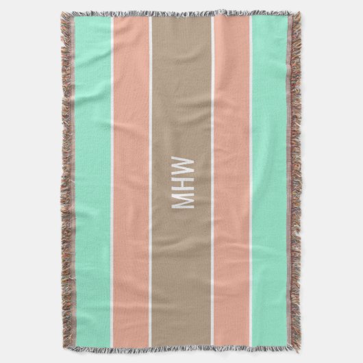 Aangepaste monogram tapedeken voor Stripes Pattern Deken (Voorkant Verticaal)