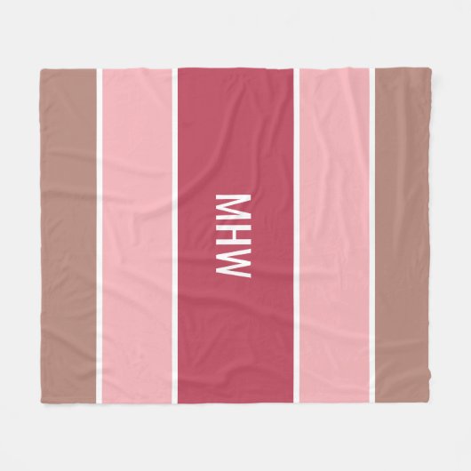 Aangepaste monogram tapedekens voor stripes Patroo Fleece Deken (Voorkant (Horizontaal))