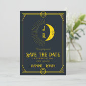 Aangepaste Monogram tarot kaart bruiloft opslaan v (Staand voorkant)