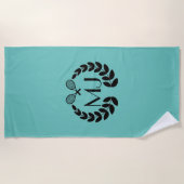 Aangepaste monogram-tennishandleiding strandlaken (Voorkant)